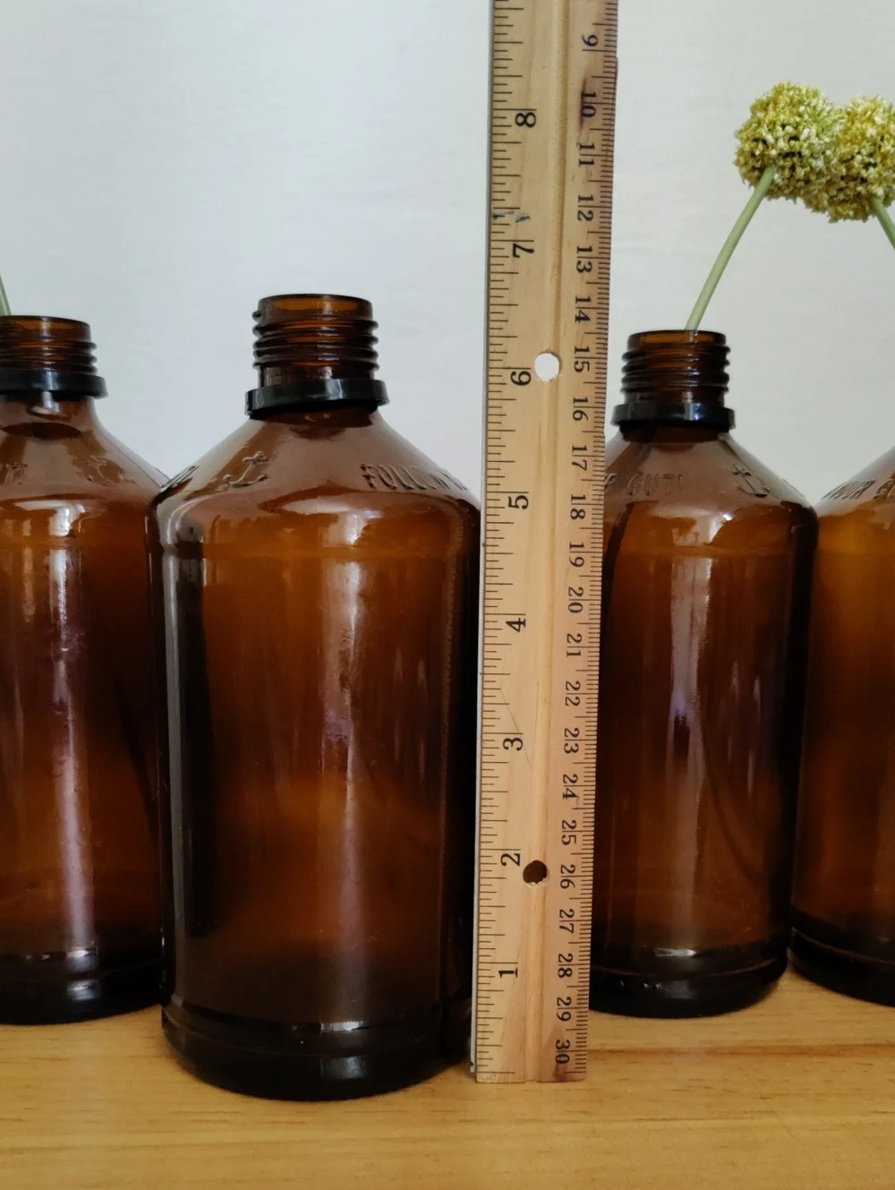 Set Of 4 Brown Glass Jars, Vases